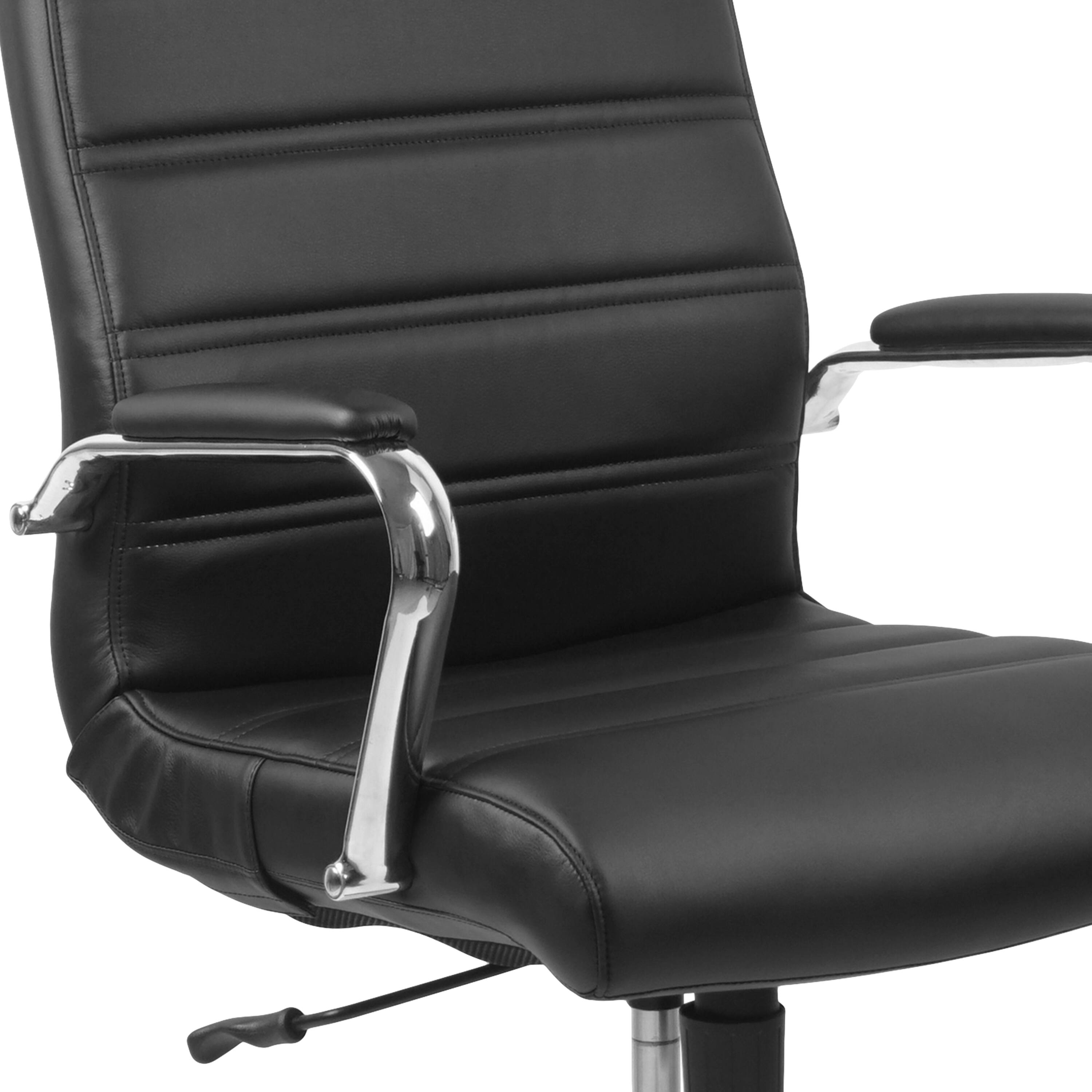 Alt View 9. Emma + Oliver - High Back Executive Swivel Office Chair with Metal Frame and Arms - Black LeatherSoft/Chrome Frame.
