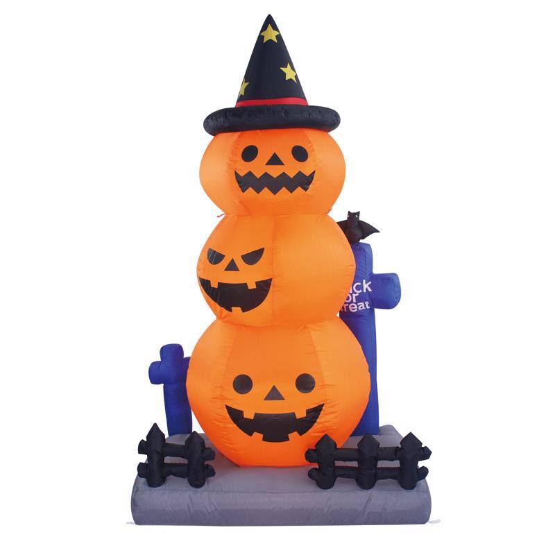 Angle. Celebrations - Celebrations 6 ft. Prelit Pumkins Inflatable - Multicolored.