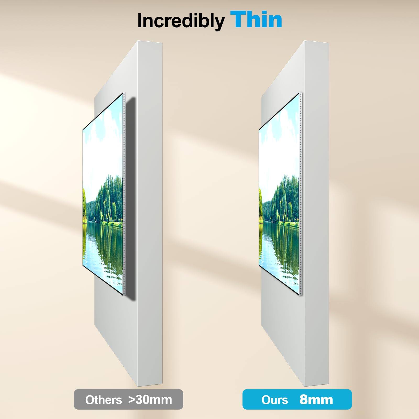 Incredibly Thin

Others >30mm

Ours 8mm