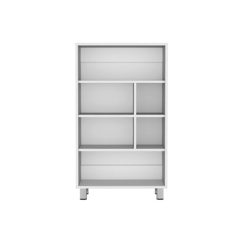 Alt View 3. HTUTWOO - Bookcase 40.6" H - 6-Shelf Engineered Wood Storage Display Shelf with 4 Legs, Compact Bookshelf for Small Spaces - White.