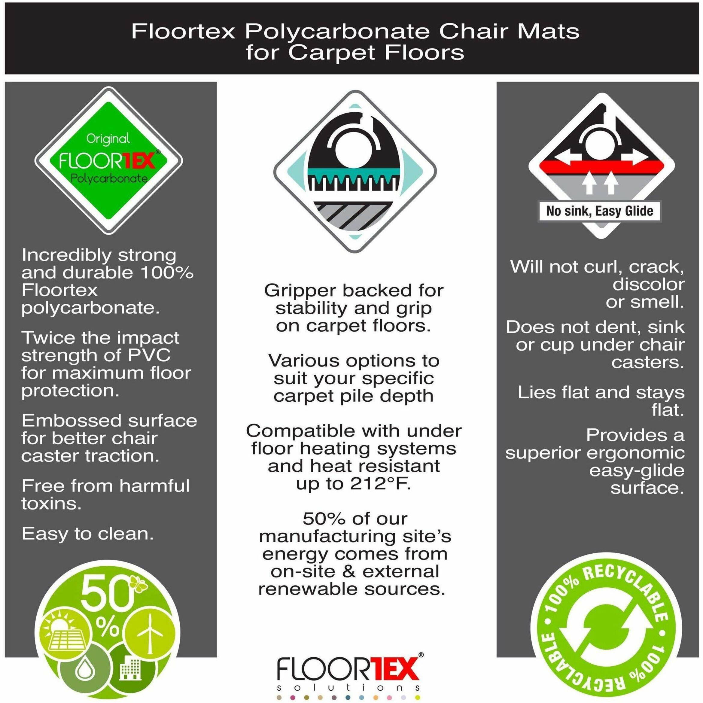 Alt View 25. Floortex - Ultimat Polycarbonate Rectangular Chair Mat for Carpets - 48'' x 118'' - Clear.
