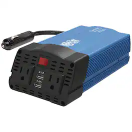 Tripp Lite - 2-AC Outlet 2-USB Port 375W PowerVerter Power Inverter with 12V Adapter Cord and Battery Clips PV375USB - Blue