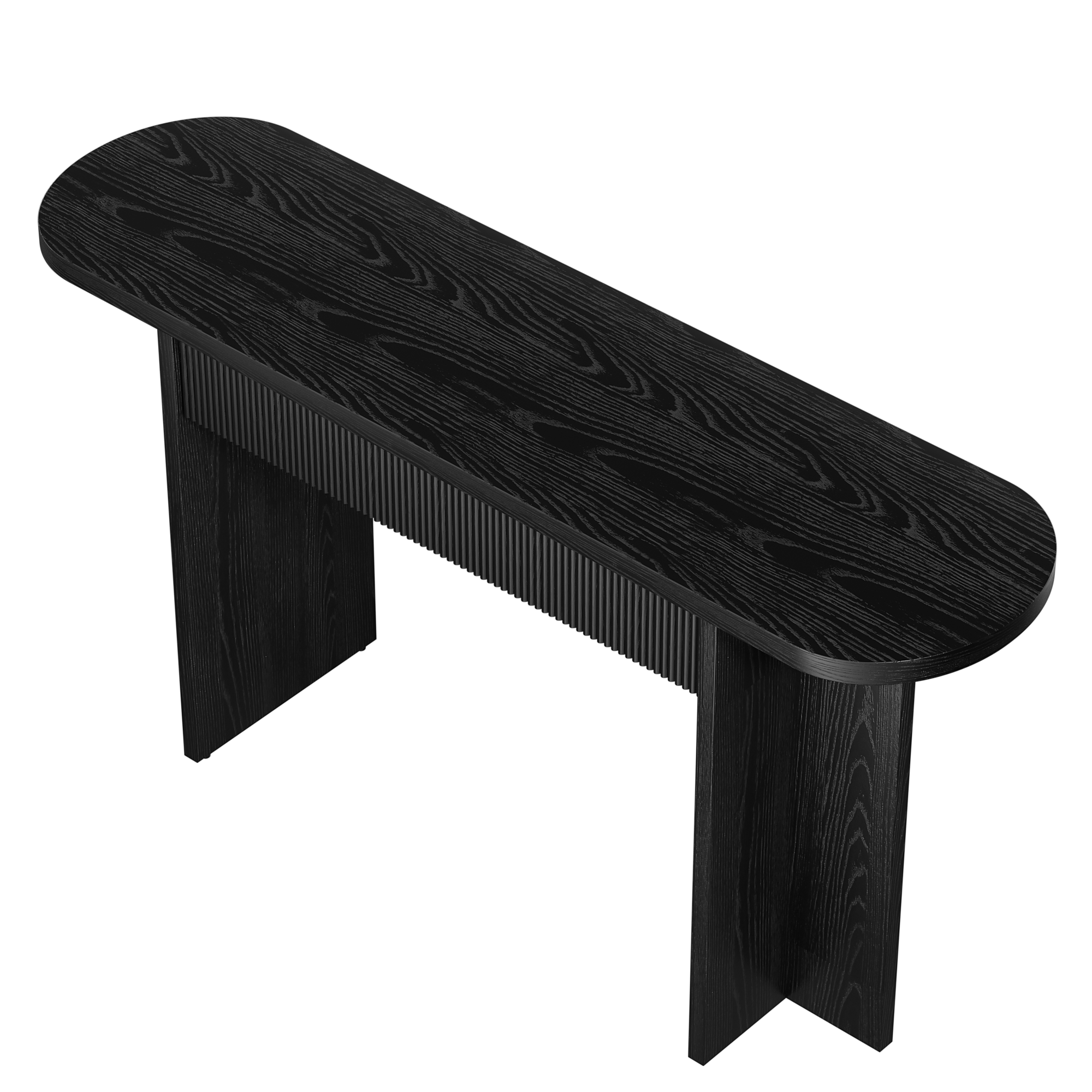Alt View 1. Whisen - 63-Inch Console Table with 2 Drawers, Modern Fluted Entryway Table for Hallway Living Room-Black - Black.