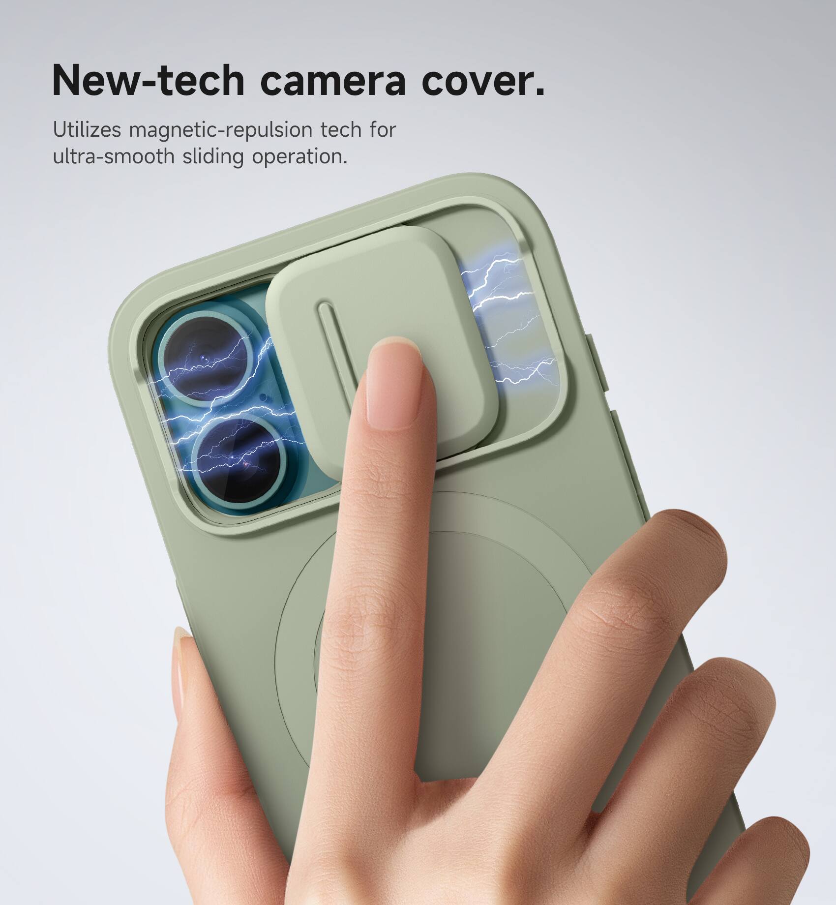 New-tech camera cover.  
Utilizes magnetic-repulsion tech for ultra-smooth sliding operation.
