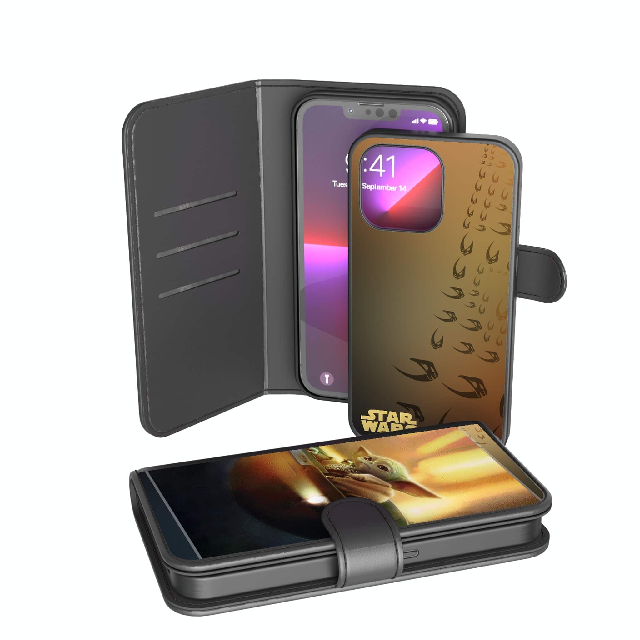 Keyscaper - Star Wars: The Mandalorian Portrait Wallet Phone Case - Apple iPhone 15 Pro - Grogu