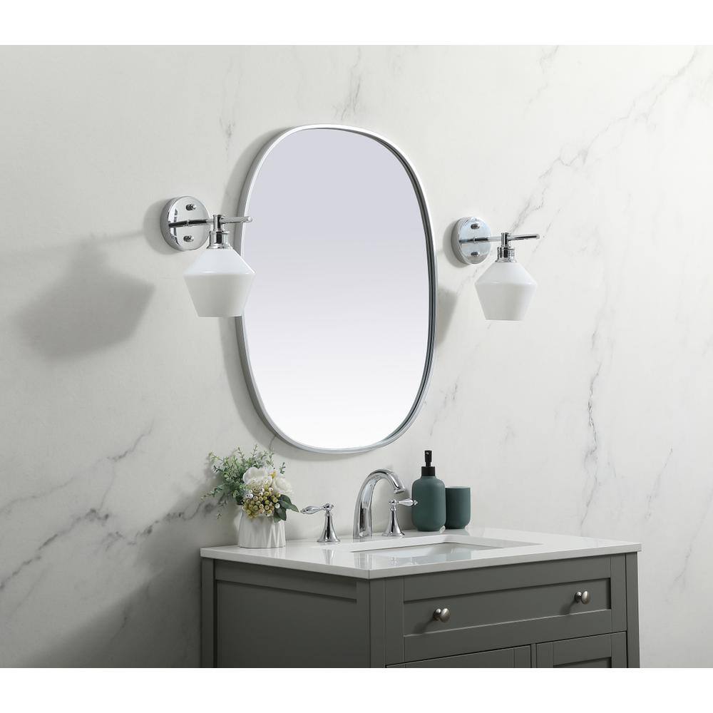 Alt View 9. Elegant Decor - Metal Frame Oval Mirror 24x30 Inch in Silver - Silver.