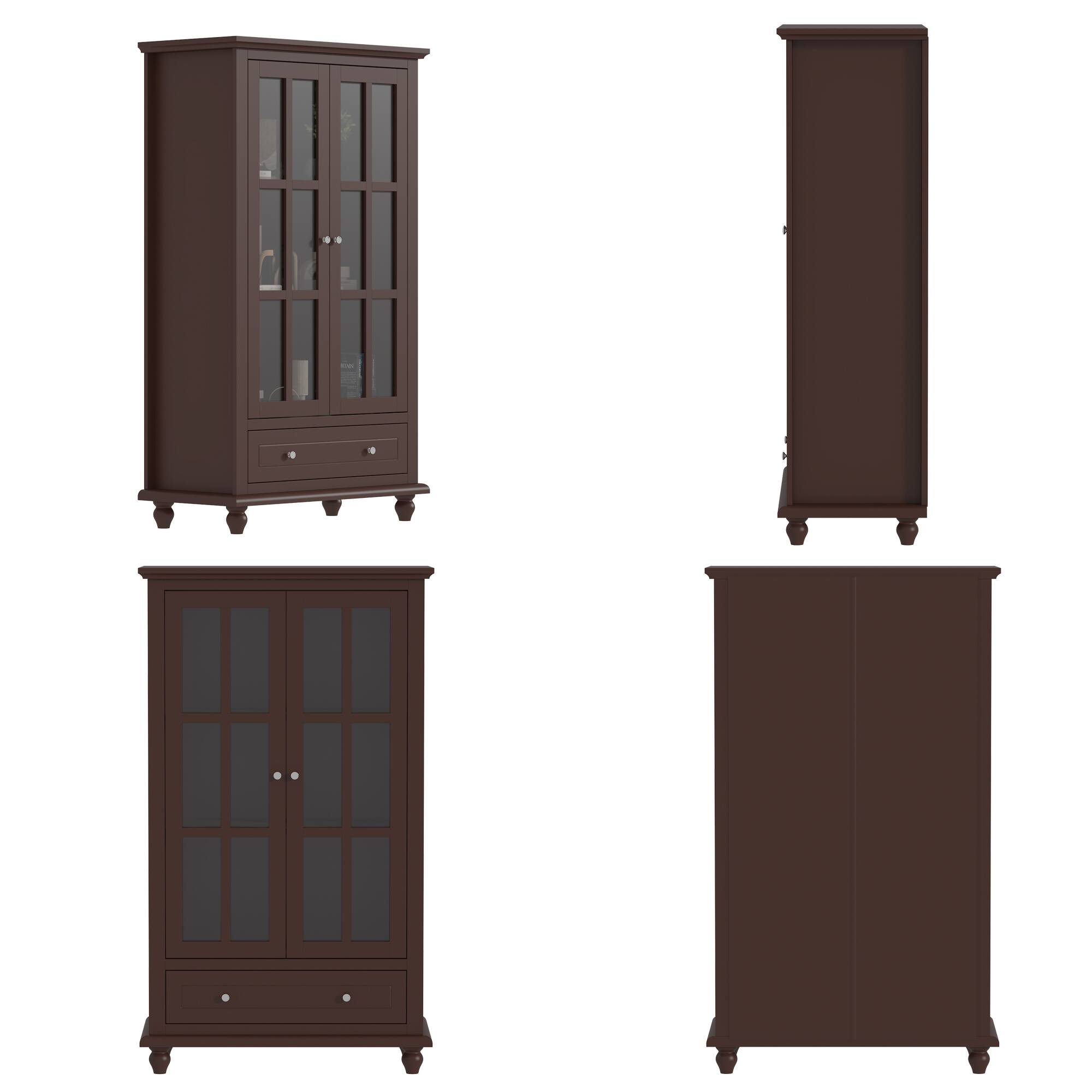 Angle. Famapy - Famapy Pantry Cabinet Buffet Showcase & Organize in Style Credenzas - Brown.