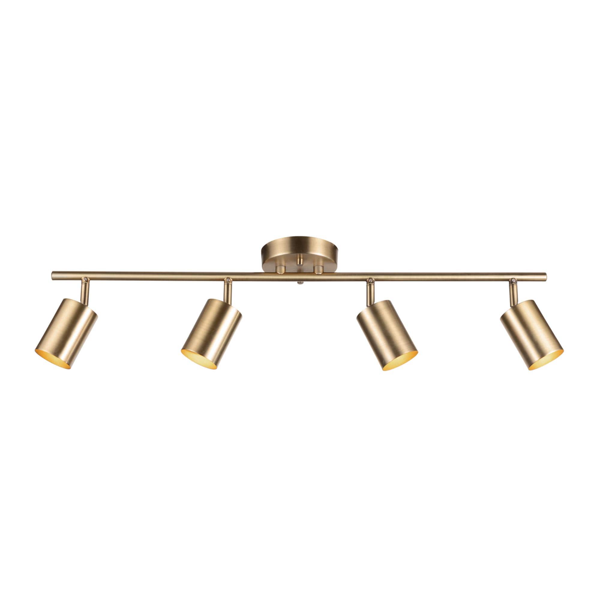 Dazzed Corner - 4-Light Pivoting Heads Track Lighting, Ceiling Lighting - Gold