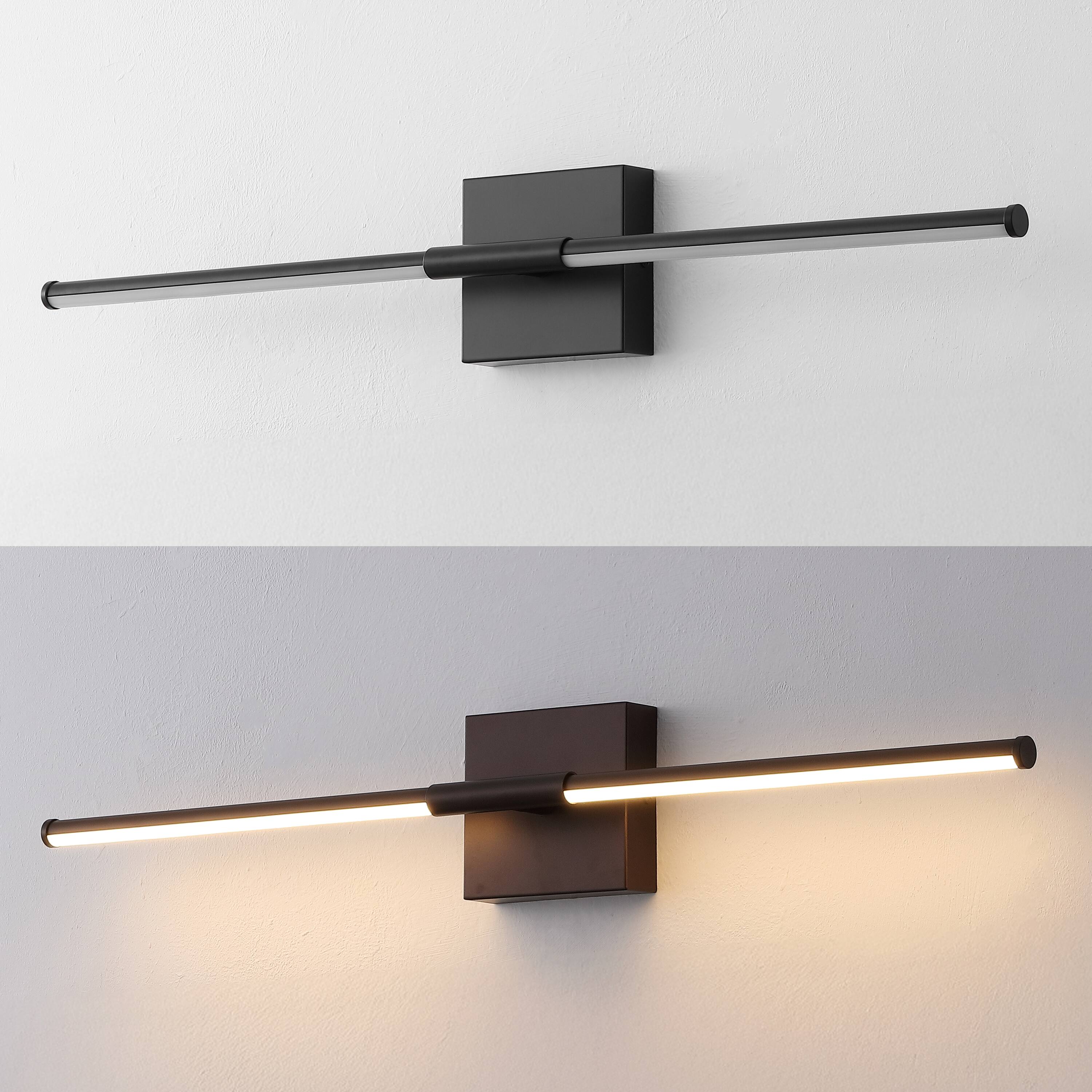 Alt View 5. Jonathan Y - McKenna 28" Modern Minimalist Adjustable Dimmable Integrated LED Metal Wall Sconce, Black - Black.