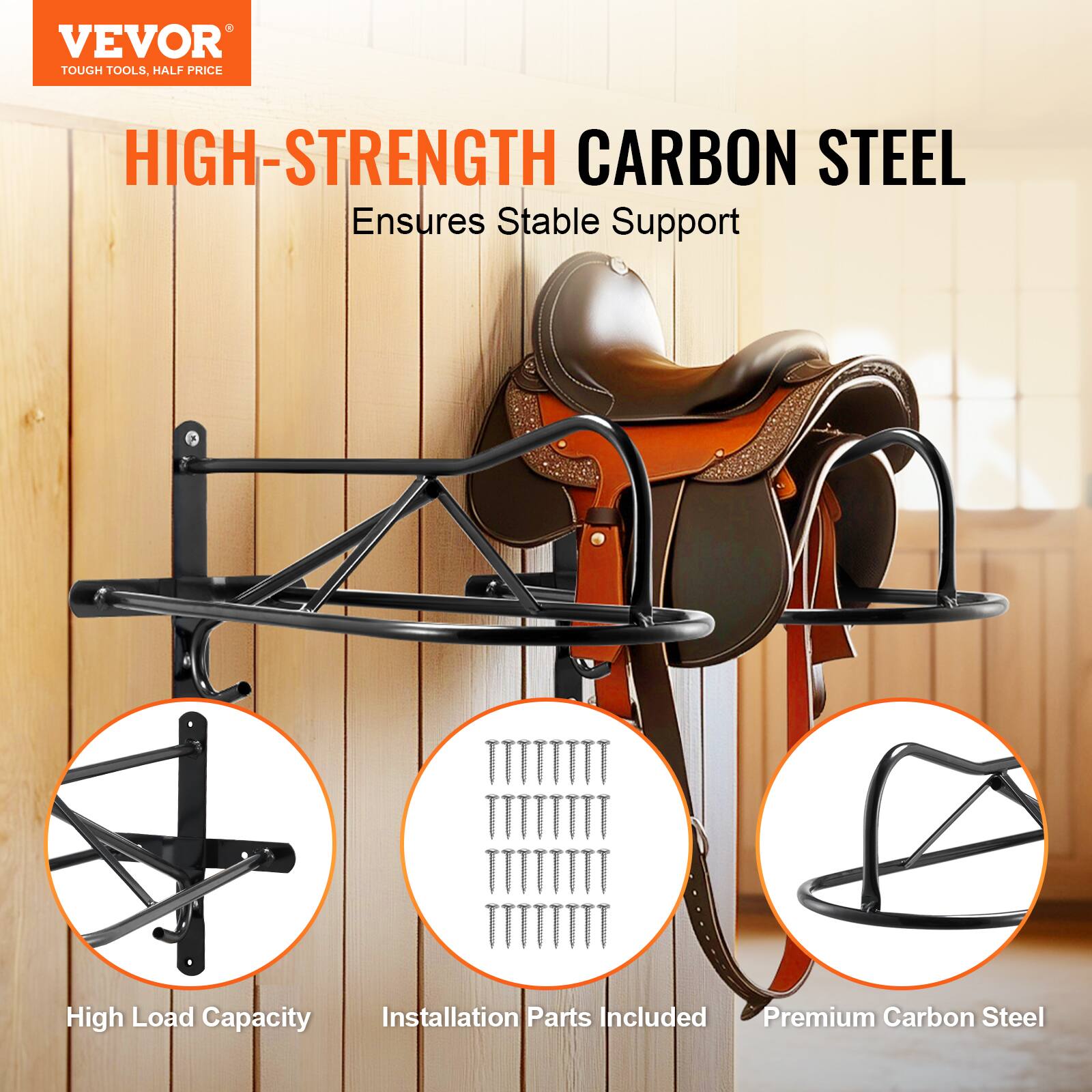 VEVOR  
TOUGH TOOLS, HALF PRICE  

HIGH-STRENGTH CARBON STEEL  
Ensures Stable Support  

- High Load Capacity  
- Installation Parts Included  
- Premium Carbon Steel