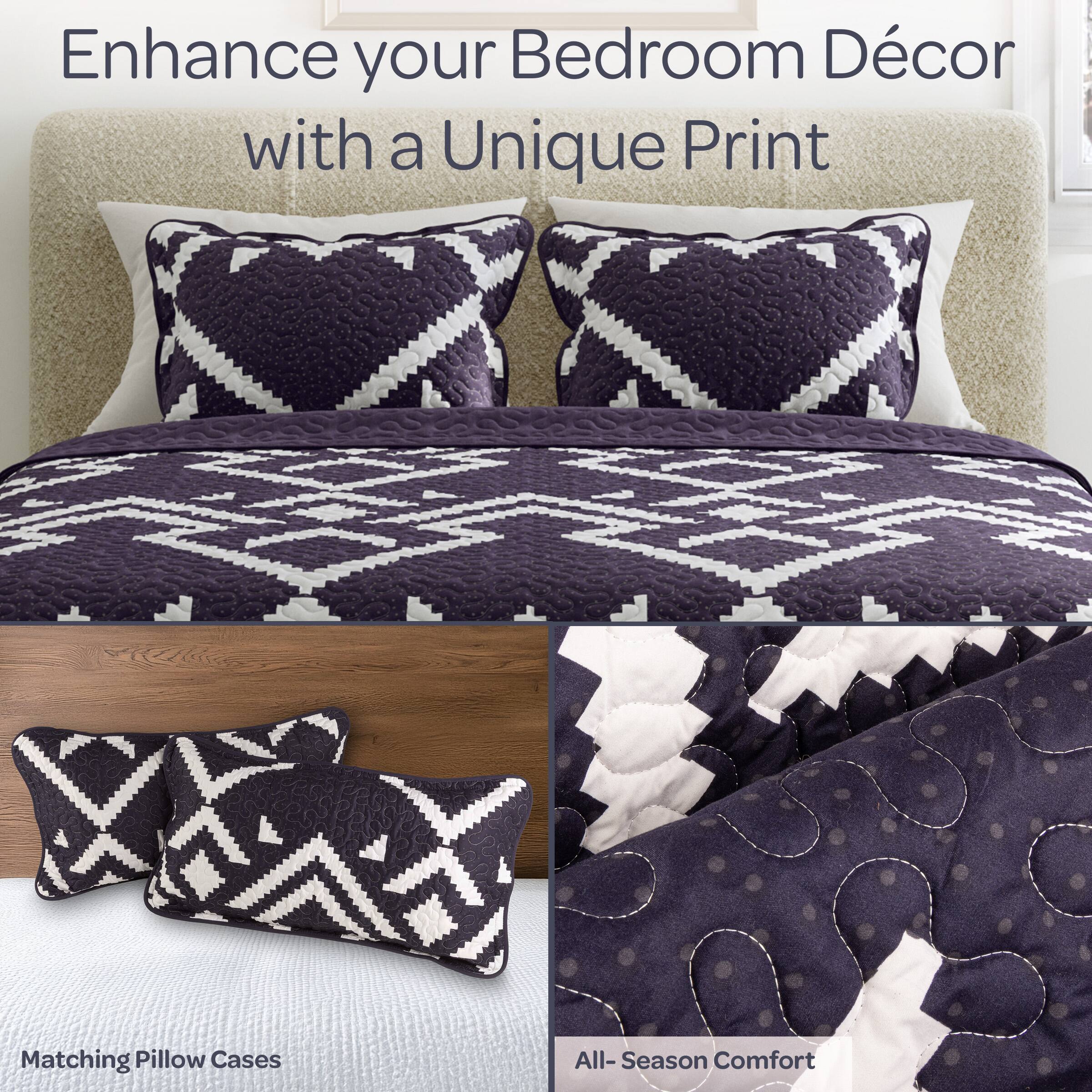 Enhance your Bedroom Décor with a Unique Print

Matching Pillow Cases

All-Season Comfort