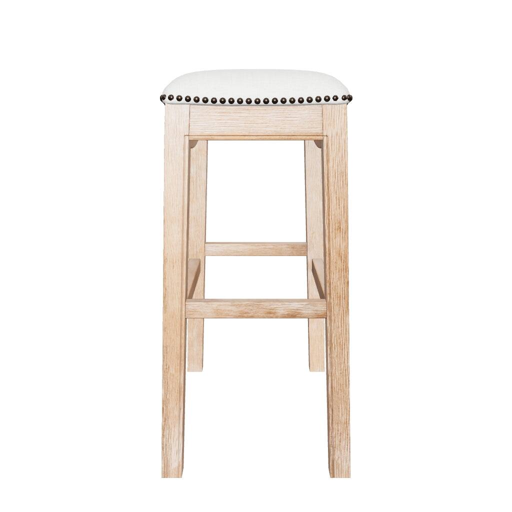 Alt View 9. Maven Lane - 31" Adrien Saddle Bar Stool In Weathered Oak Finish With Fabric Upholstery - Weathered Oak.