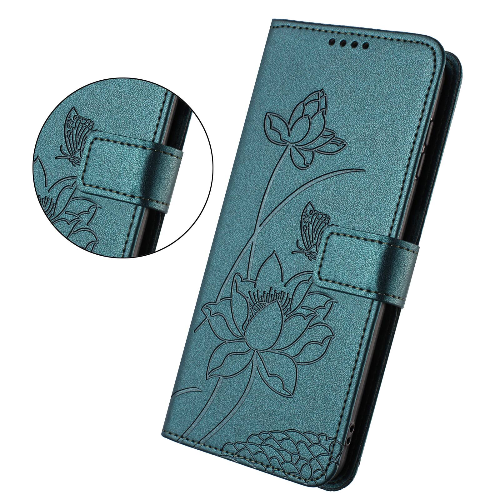 Left. Dteck - Shockproof Wallet Case for Samsung Galaxy A16 5G with Detachable Wrist Strap, Protective PU Leather Folio Stand Cover - Darkgreen.