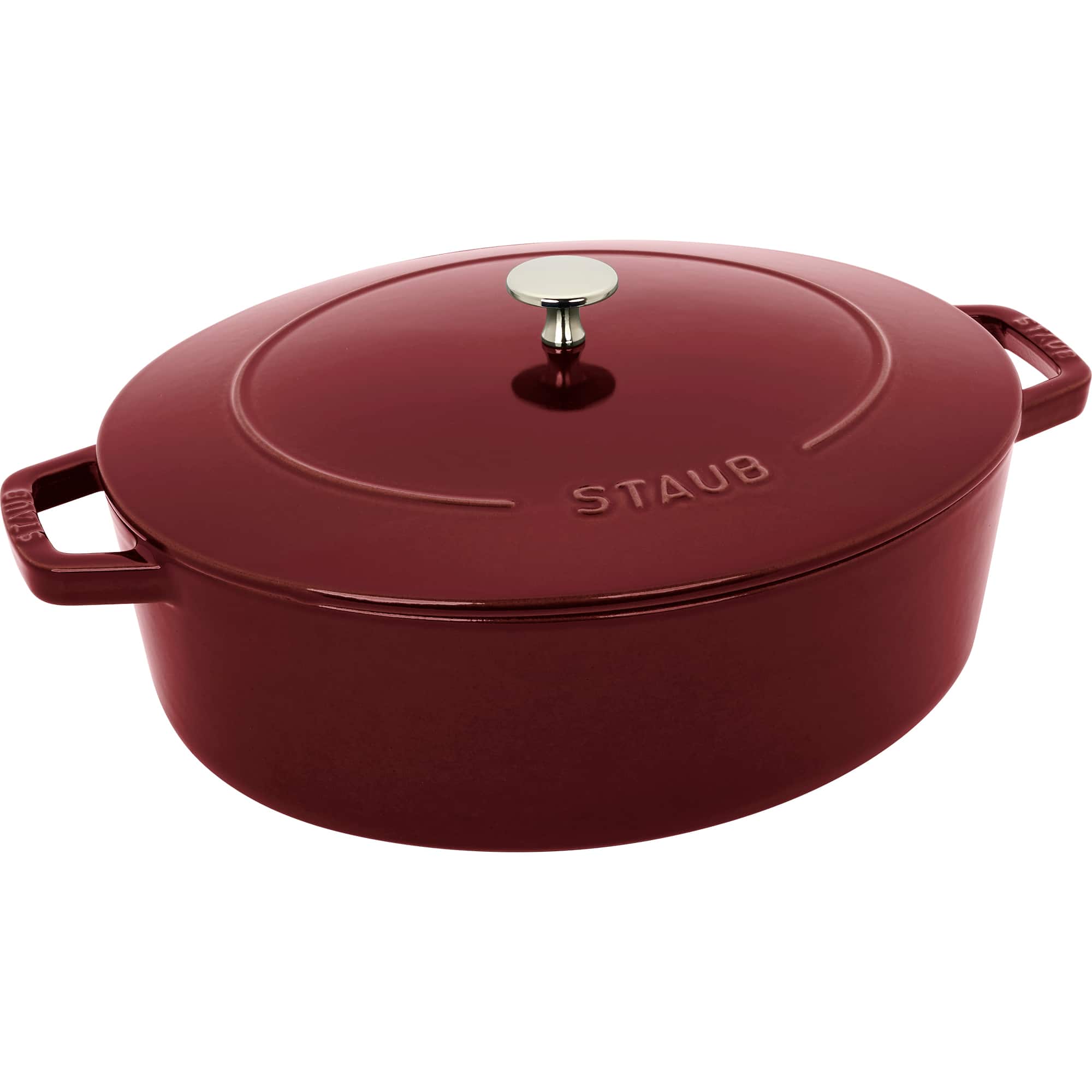 Staub - Cast Iron 6.25-qt Shallow Oval Dutch Oven - Grenadine