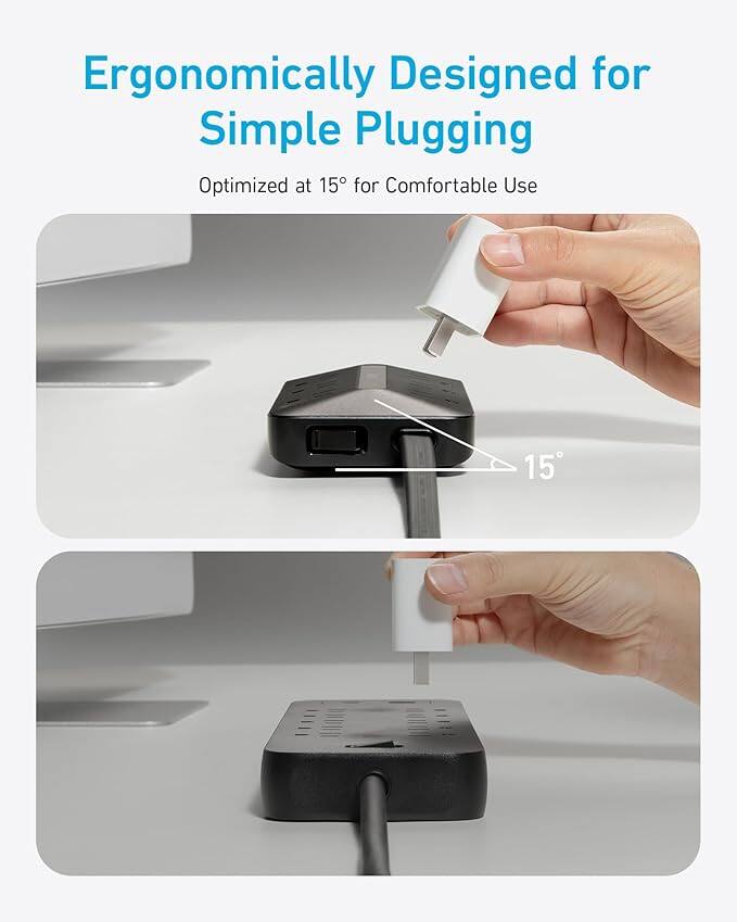 Ergonomically Designed for Simple Plugging  
Optimized at 15° for Comfortable Use