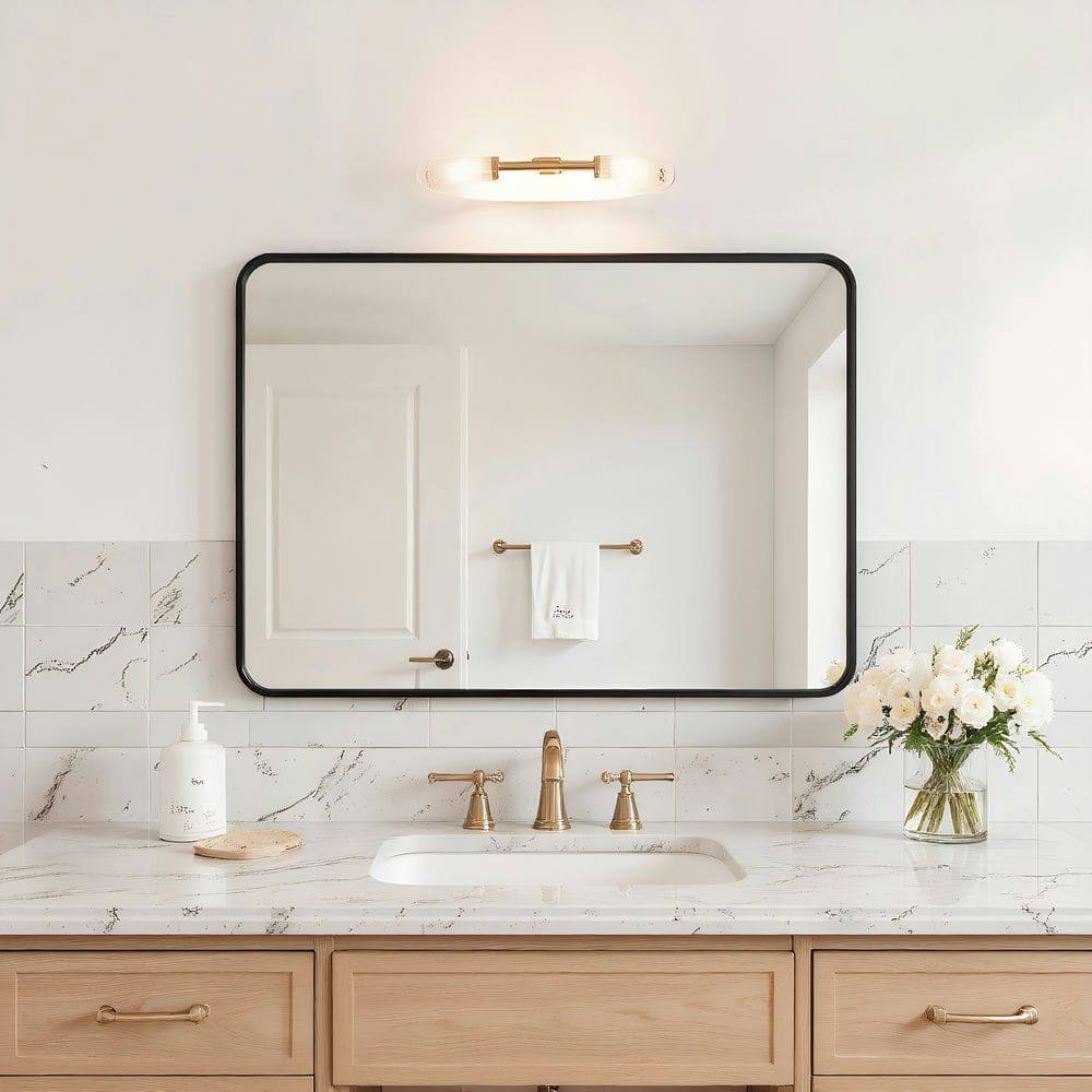 Alt View 9. Kadyn - 32x24 Inch Vertical Rectangle Wall Mirror with Rounded Corners and Black Metal Frame - Black.