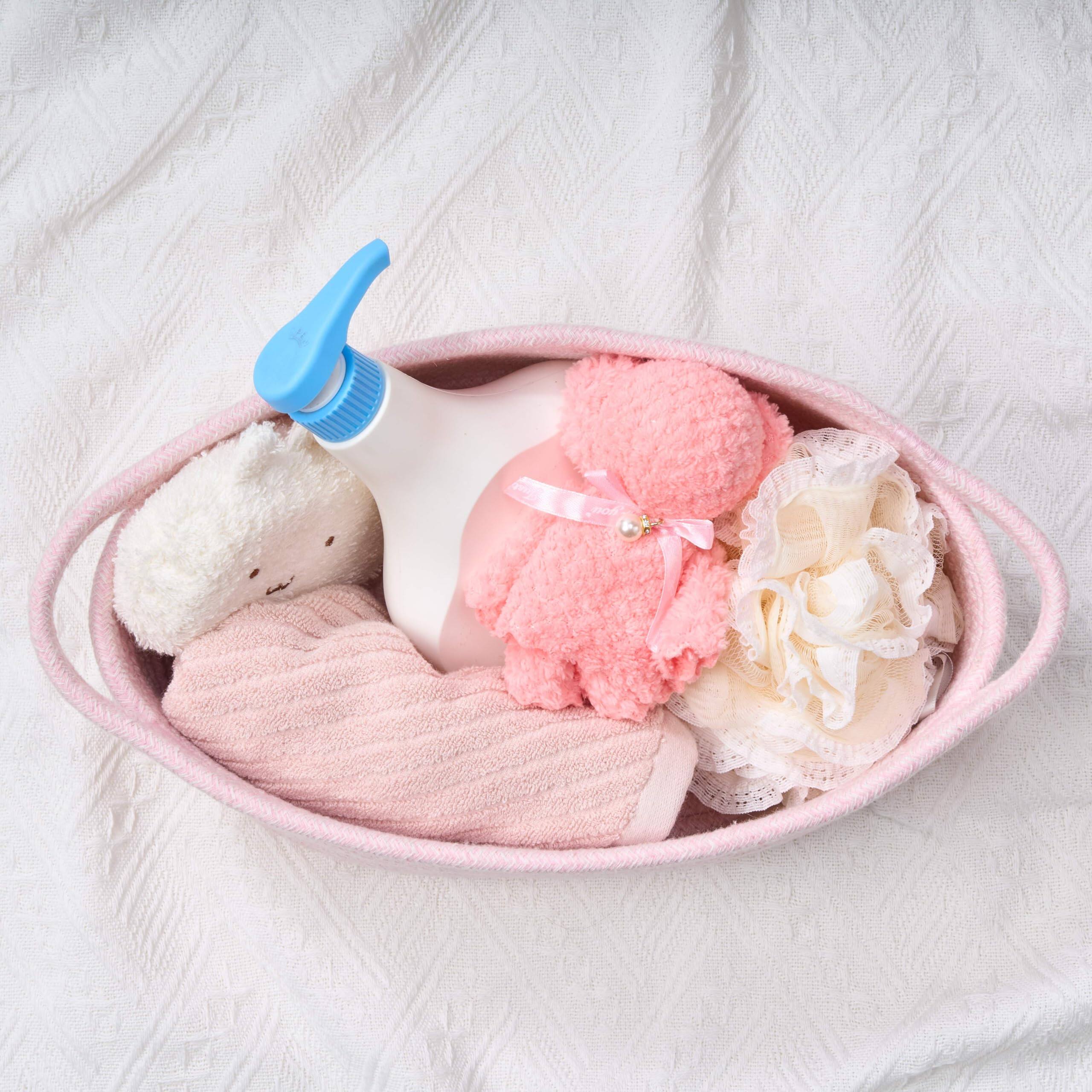 Alt View 8. Paradigms Interiors - Gift Basket With Wrap Bag And Ribbon Empty Small Woven For Cute Decorative Organizer Showers Raffle Thanksg... - Pink-1 Pack.