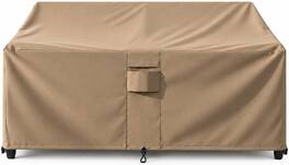 KHOMO GEAR - Patio Loveseat Cover - Heavy Duty, Water Resistant Outdoor Sofa & Couch Furniture Cover - 48" W x 31" D x 32.5" H - Brown