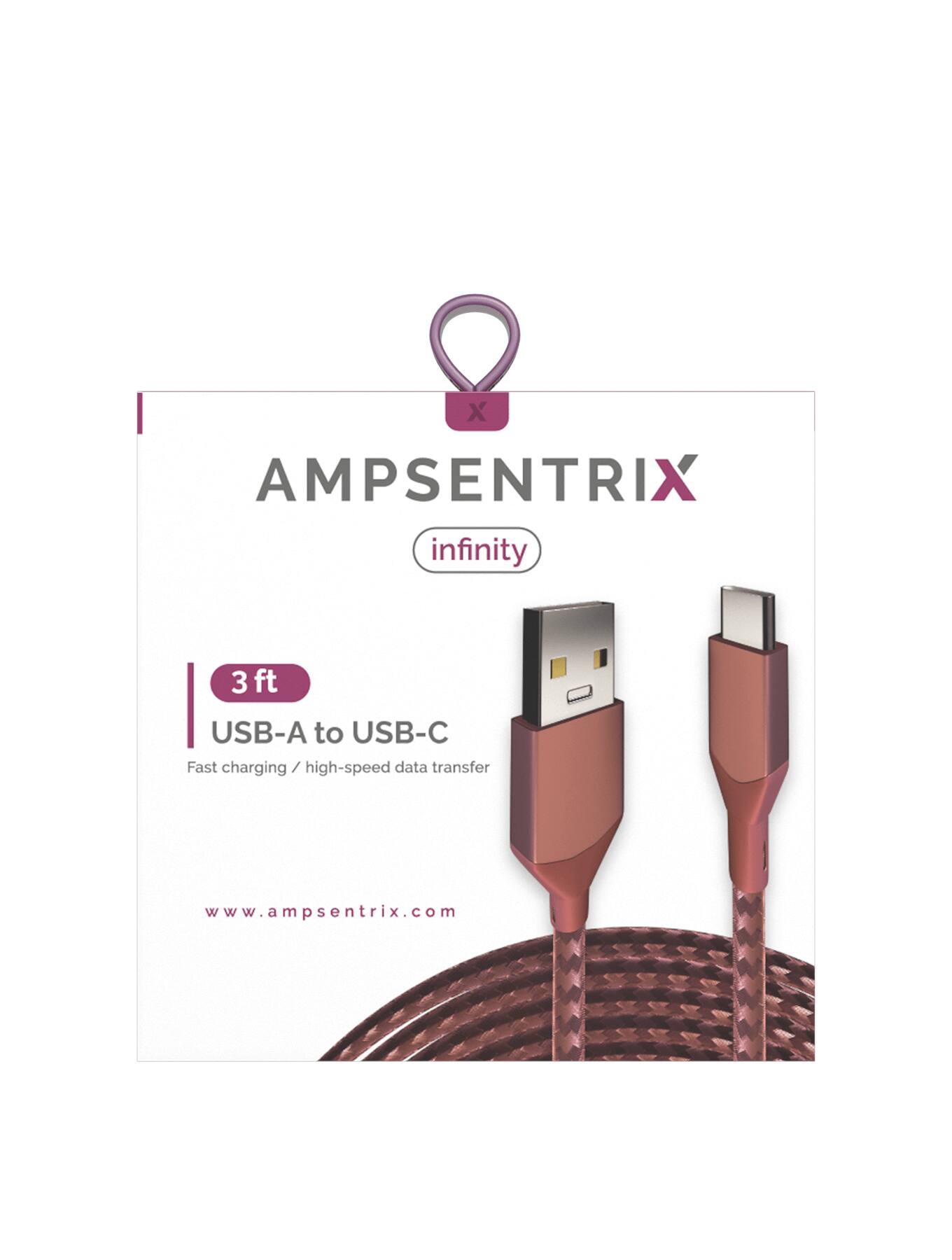 AMPSENTRIX infinity  
3 ft USB-A to USB-C  
Fast charging / high-speed data transfer  
www.ampsentrix.com