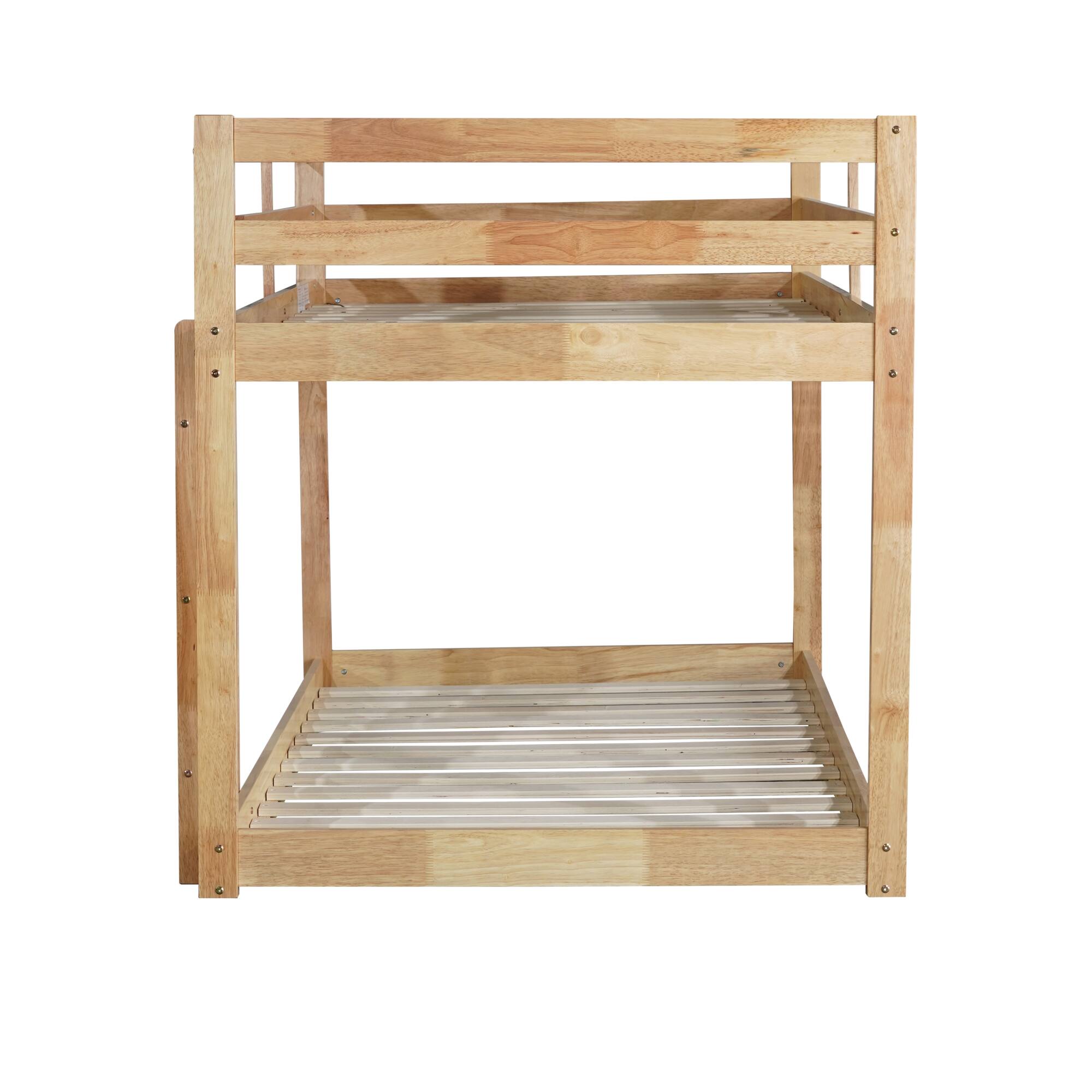 Alt View 5. GOODSILO - Solid Wood Twin Over Twin Floor Bunk Bed with Ladder and Strengthened Slats for Enhanced Stability - Natural.