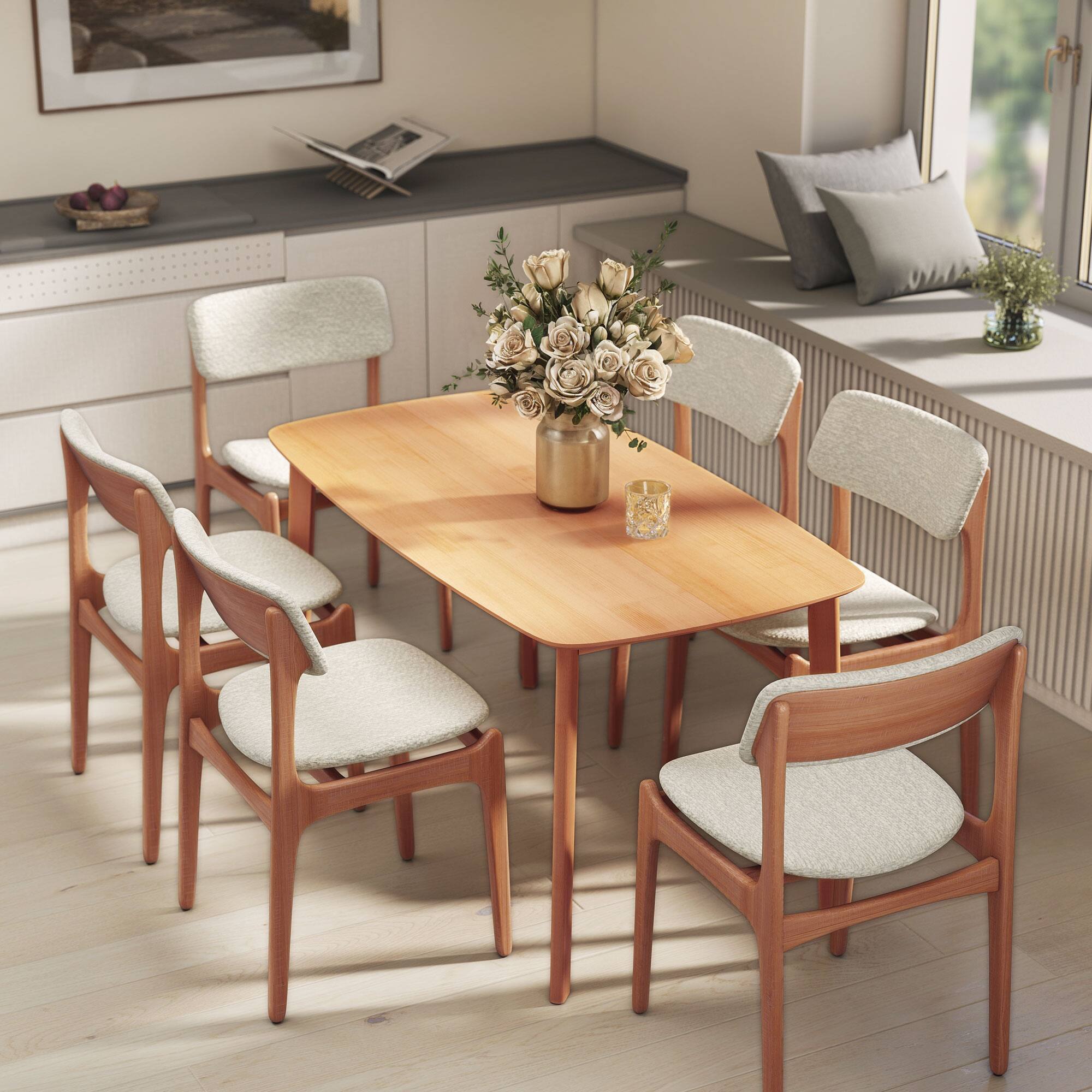 Alt View 8. Homcom - Wood Dining Table for 6 - Natural Wood.