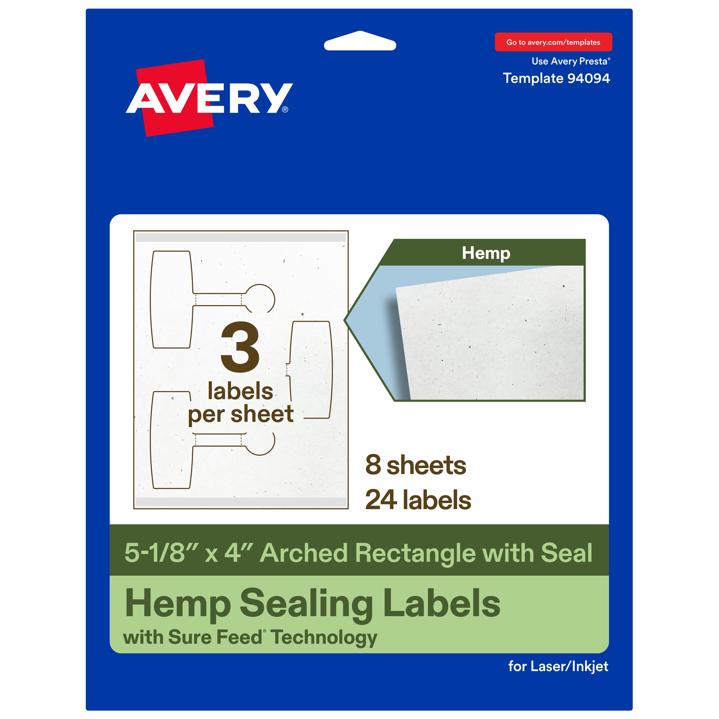 "Avery - Avery® Sealing Labels, 5-1/8"" x 4"", Hemp Paper, 24 Total - White" price history on PriceWatchPro