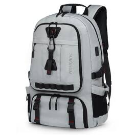 Unique Bargains - 45L Expandable Travel Backpack with Shoe Compartment, TSA Approved Carry On, Fits 18" Laptop, Water-Resistant - Light Gray