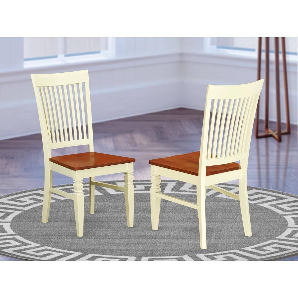 Angle. East West Furniture - Dining Chair Buttermilk & Cherry - Brown.