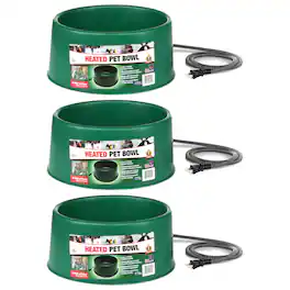 Farm Innovators - P-60 1.5 Gallon Electric Heated Pet Water Bowl, 60 Watt, 3 Pack - Green