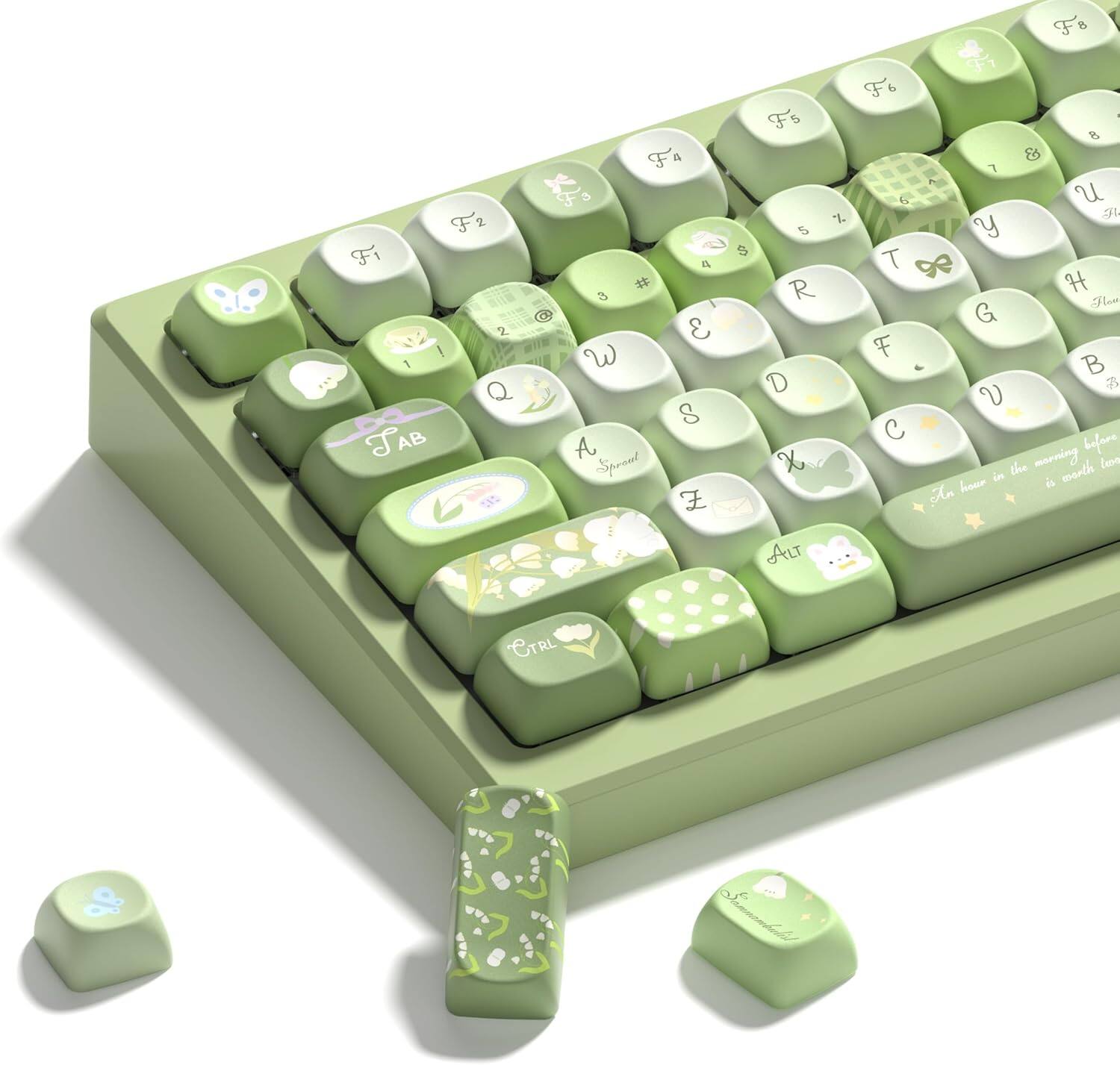 Womier - PBT Keycap Set, MOA Profile Dye-Sub Custom Keyboard Keycap for Cherry MX Switch US Layout Mechanical Keyboard - Pure Green price history on PriceWatchPro