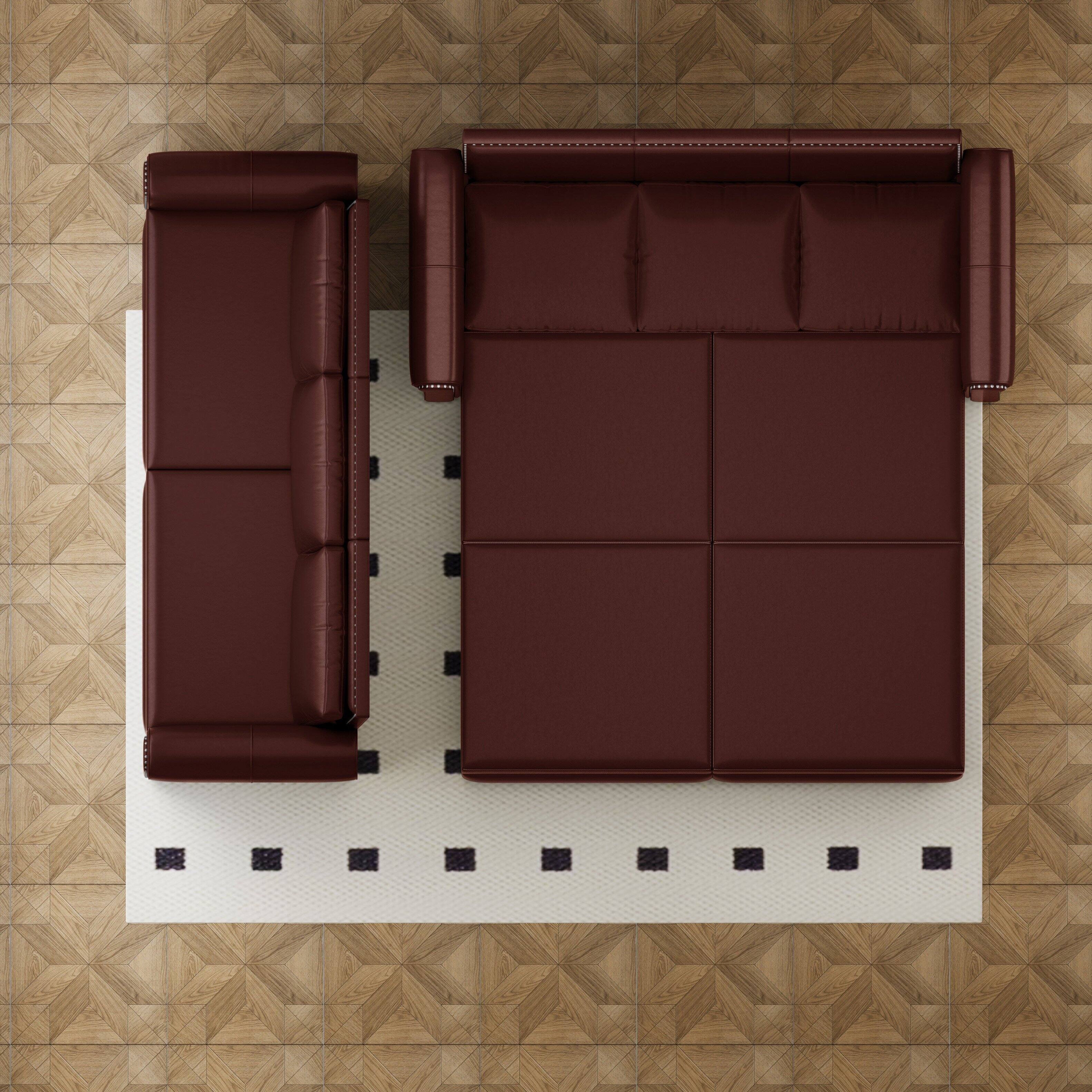 Alt View 1. Anysun - 93.7" 3-in-1 Faux Leather Convertible Sofa Bed - King Pull-Out Sleeper, Nailhead Trim & Rolled Arms for Living Room - Burgundy.