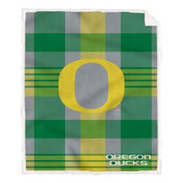 Pegasus - Oregon Ducks 60- x 70- Plaid Steel Ultra Cozy Sherpa Blanket - Multicolor