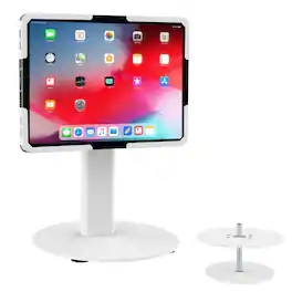 Mount-It! - Universal Tablet Countertop Stand with Tilt & Rotation for Most 9.7″‑13″ Tablets, Free‑Standing or Bolt‑Down - White