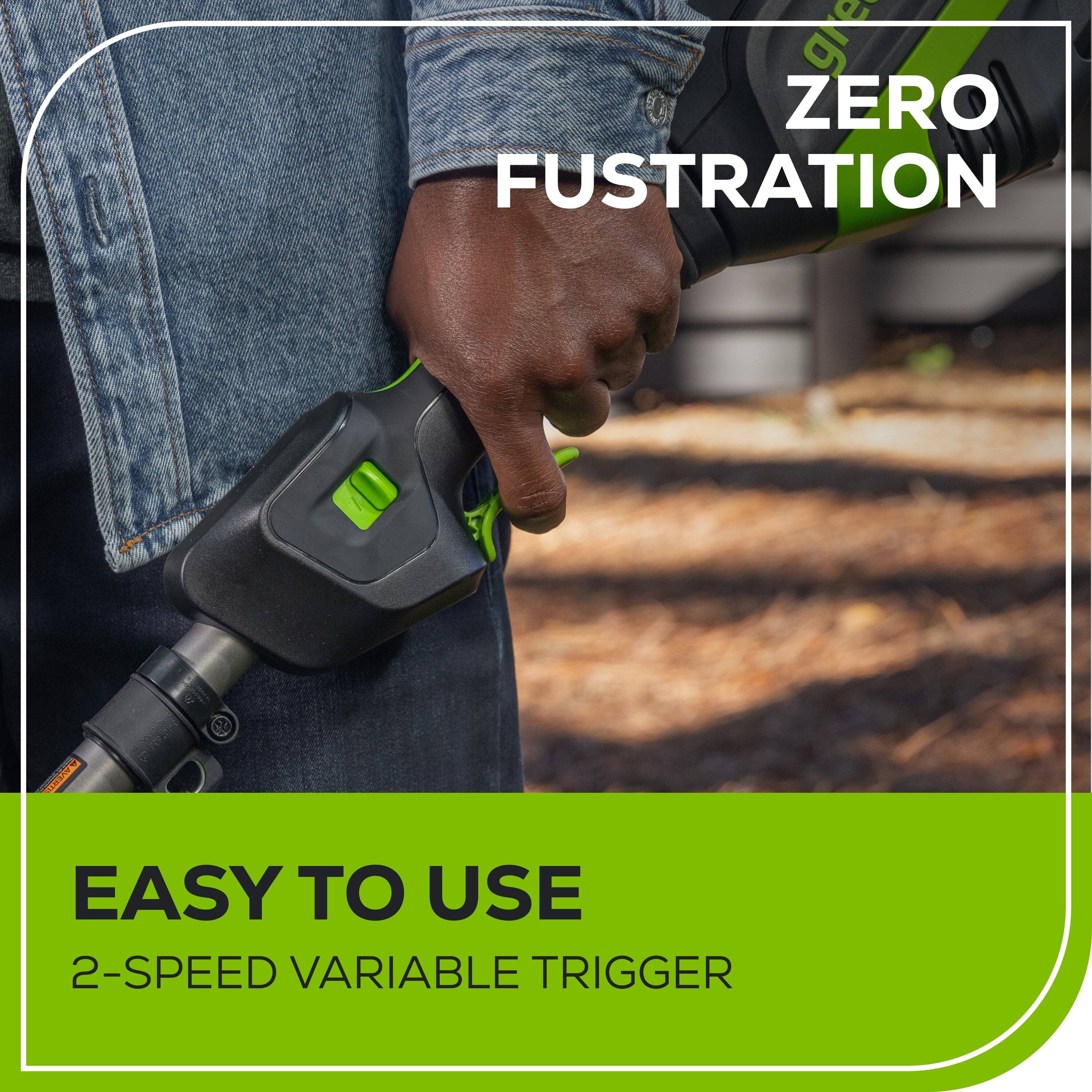 ZERO Frustration

EASY TO USE
2-SPEED VARIABLE TRIGGER