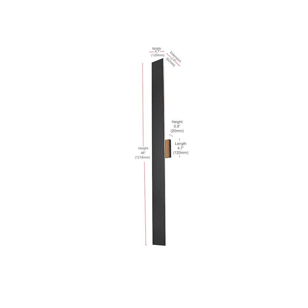 Width 4.7" (120mm) (62mm) Extension Height 0.8" (20mm) Height 48" (1218mm) Length 4.7" (120mm)