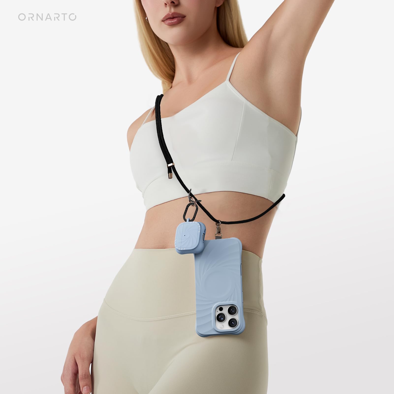 Alt View 4. Ornarto - ORNARTO Vortuxe for AirPods 4 Case, Sleek Vortex Design Liquid Silicone Drop Protection Phone Case - Baby Blue - Baby Blue.