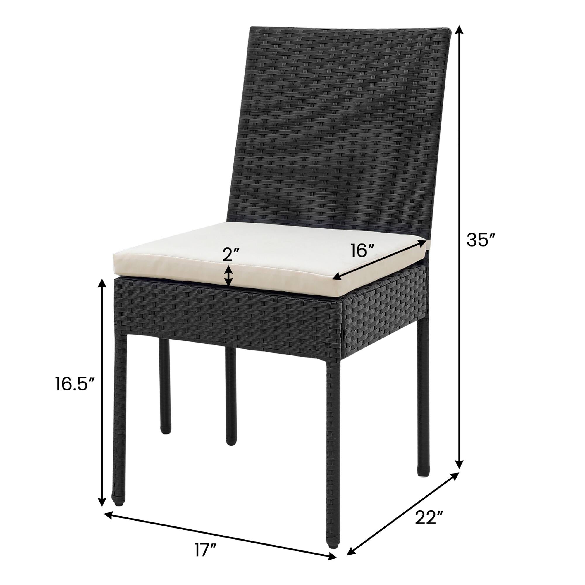 - Height: 35"
- Seat Height: 16.5"
- Seat Depth: 17"
- Seat Width: 16"
- Back Height: 35"
- Armrest Height: 2"
- Overall Width: 22"