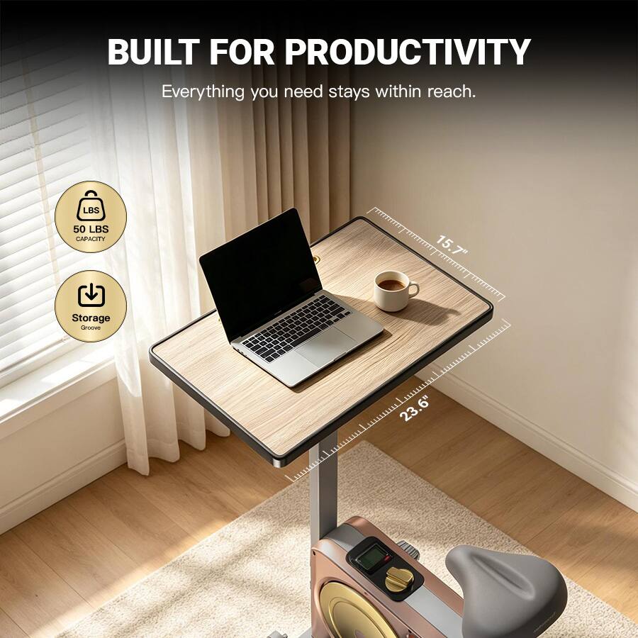 BUILT FOR PRODUCTIVITY  
Everything you need stays within reach.  

- LBS 50 LBS CAPACITY  
- Storage Groove  
- 15.7"  
- 23.6"