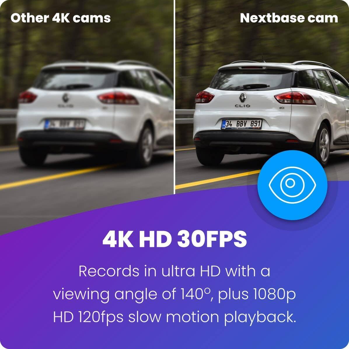 Other 4K cams

Nextbase cam

4K HD 30FPS

Records in ultra HD with a viewing angle of 140°, plus 1080p HD 120fps slow motion playback.