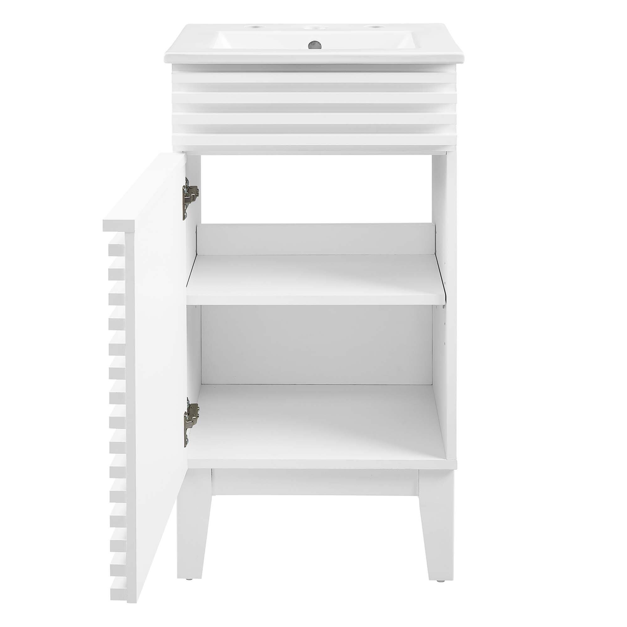 Alt View 4. Modway - Render 18" and 24" Bathroom Vanities with White Basin Included - White White.