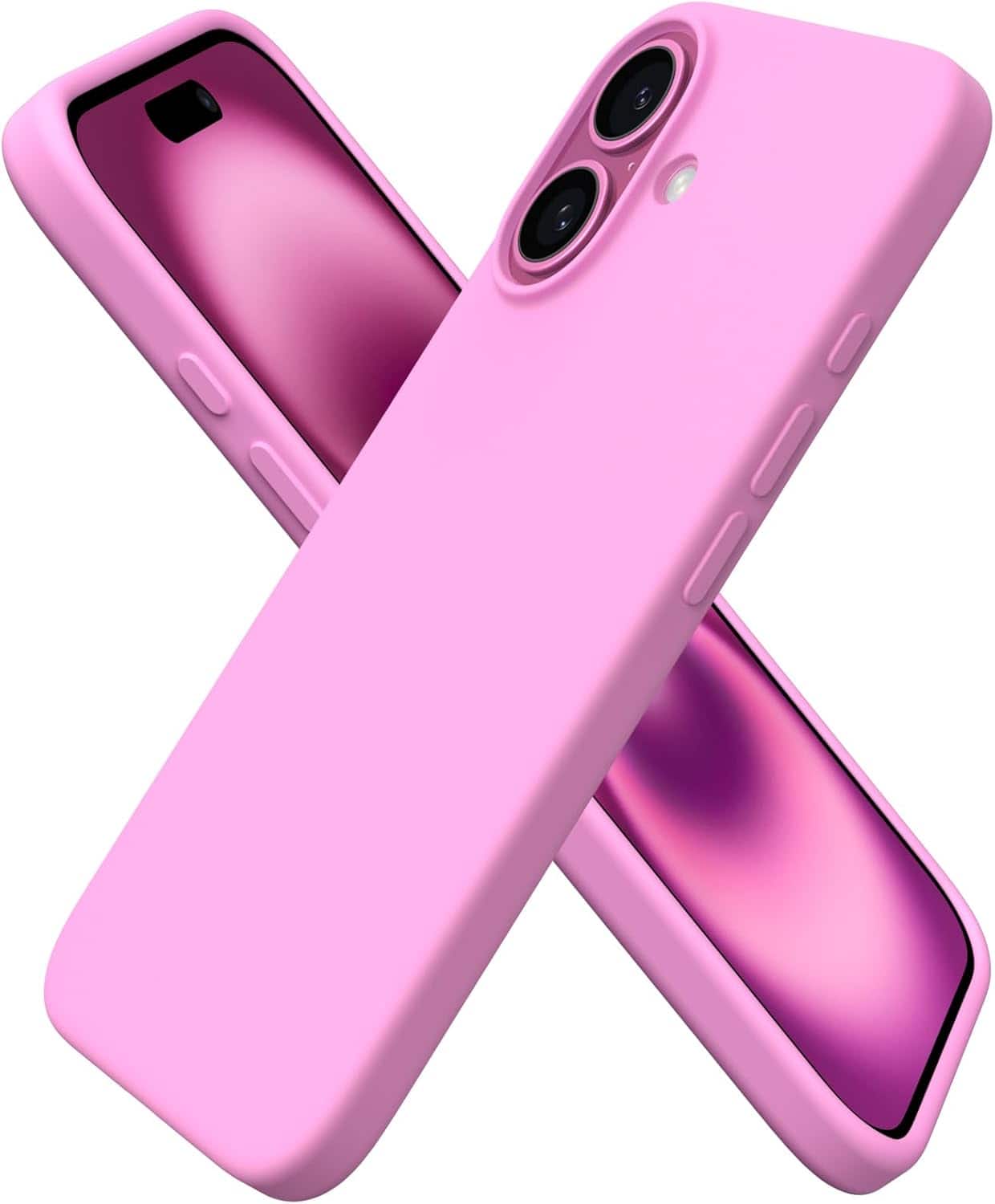 Ornarto - Compatible with iPhone 16 Case 6.1", Liquid Silicone 3 Layers Full Covered Protective Cover - Cherry Blossom