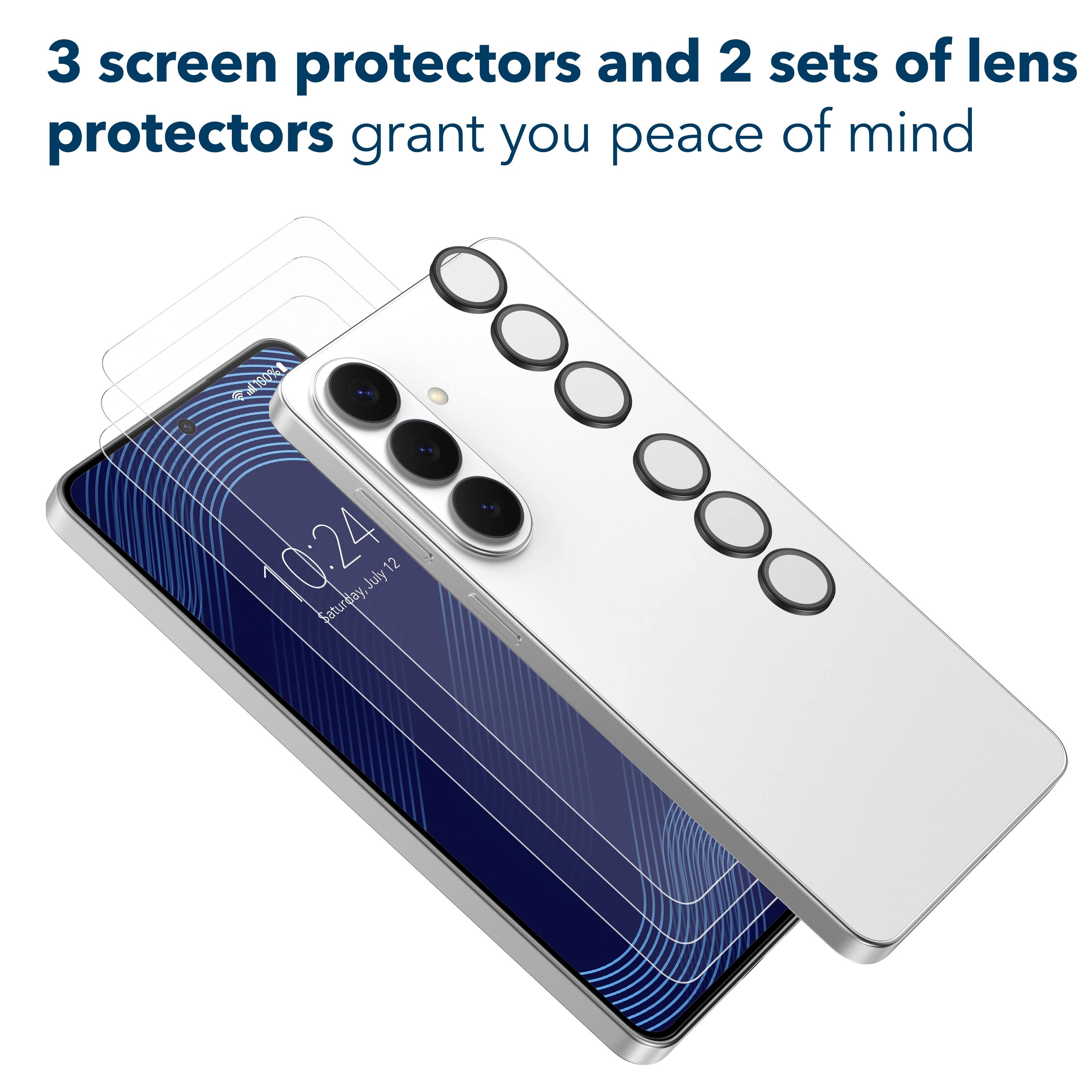 3 screen protectors and 2 sets of lens protectors grant you peace of mind