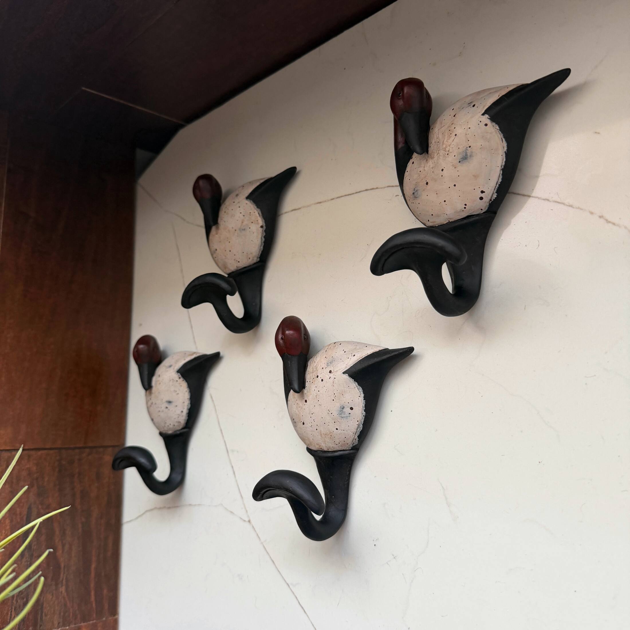 Alt View 4. Fancy That - Set of 4 Duck Wall Hooks Hand Painted Resin Rustic 5.5 Inch Decorative - Brown.