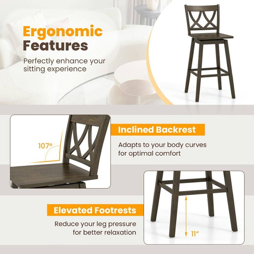 Ergonomic Features  
Perfectly enhance your sitting experience  

Inclined Backrest  
107°  
Adapts to your body curves for optimal comfort  

Elevated Footrests  
Reduce your leg pressure for better relaxation  
11"