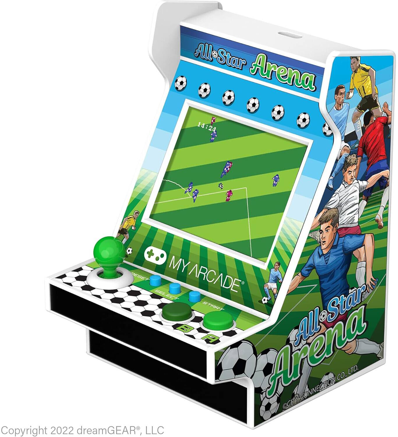 All-Star Arena  
14:24  
4  
MY ARCADE  
SELECT  
SPEX  
ECT  
STR  
All-Star  
O Star  
B A  
All Arena  
CONNECTION  
FONN  
VNEG  
OV  
CO. LTD.  
Copyright 2022 dreamGEAR, LLC