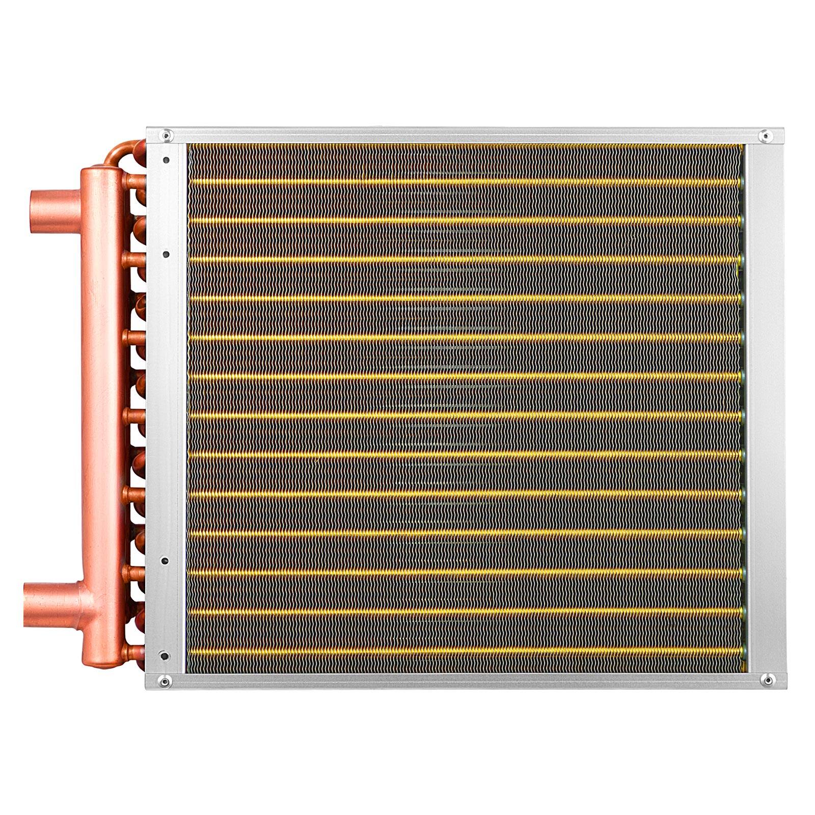 Alt View 5. VEVOR - Water to Air Heat Exchanger, 14 x 14 in Finned Tube HVAC Heat Exchanger Coil with Copper Tubes & Aluminum Fins, 65K BTU - Red-brown;Silver.