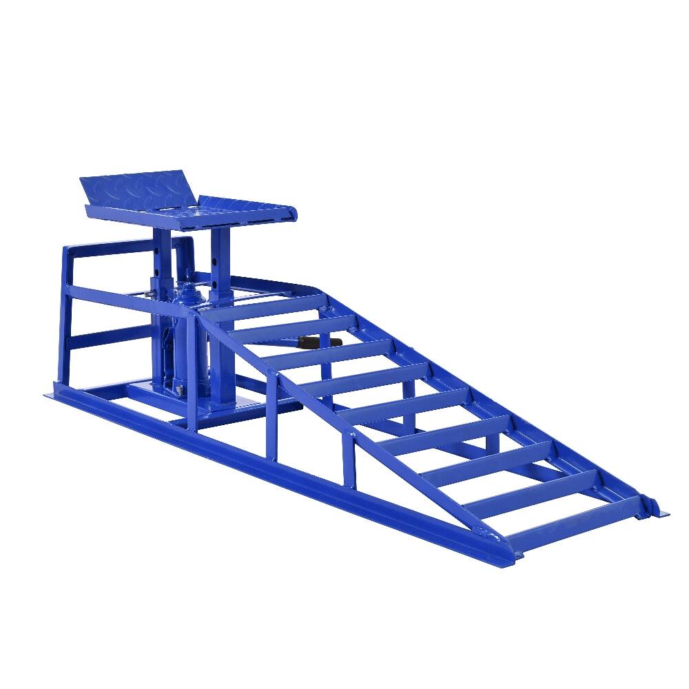 Back. Ropilly - Ropilly 5 Ton Hydraulic Car Ramps 10000 Lbs Truck Service Ramps Adjustable Height Auto Repair Lift 2 Pack Blue.