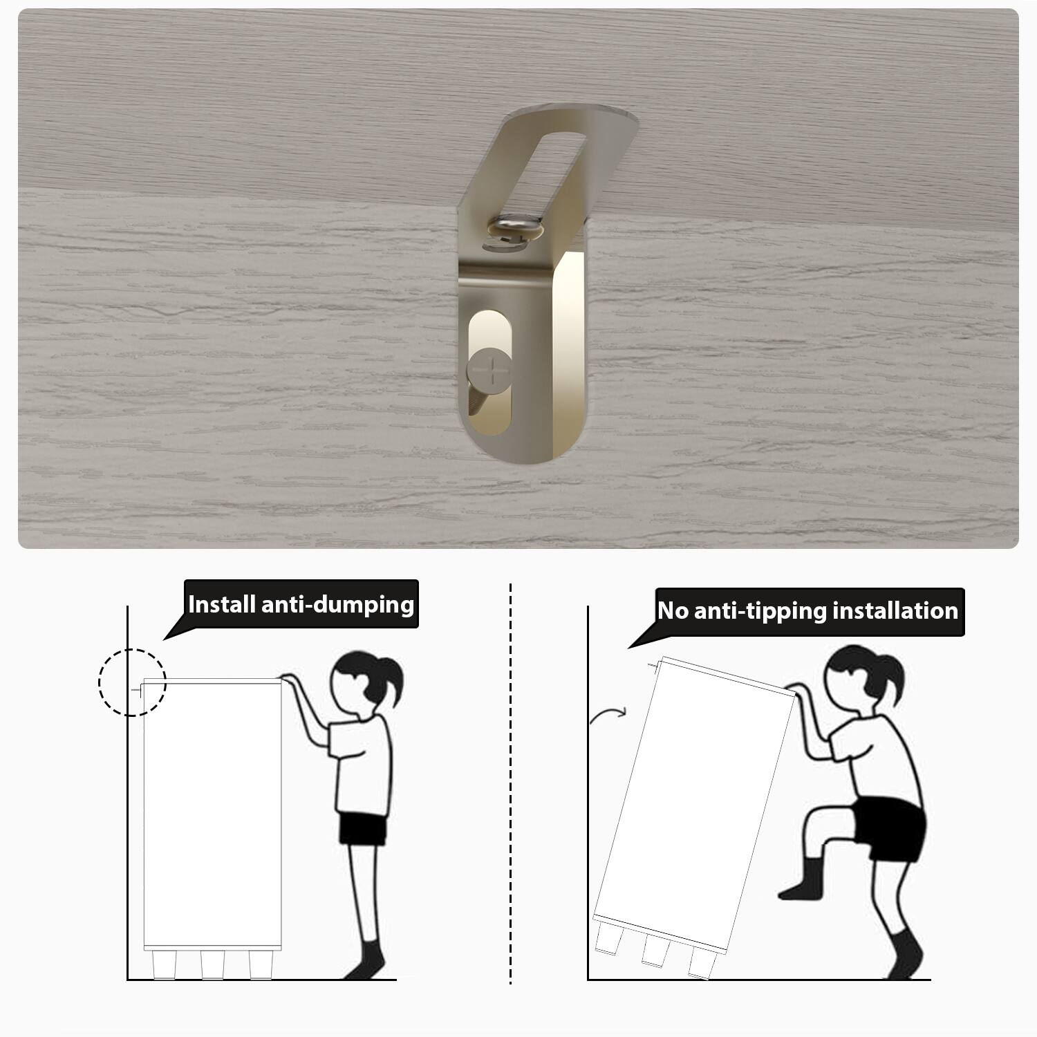 Install anti-dumping, No anti-tipping installation