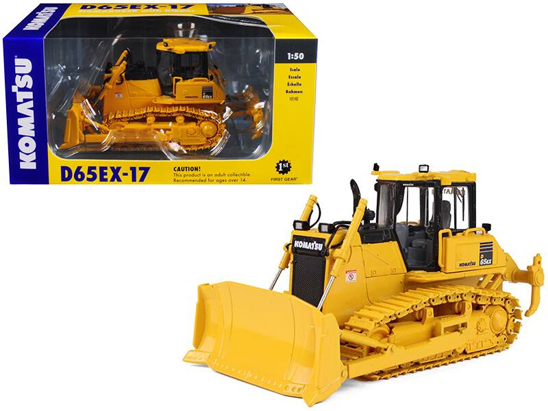 D65EX-17  
KOMATSU  
1:50 Scale  
Escala  
Échelle  
Rohmen  

CAUTION!  
This product is an adult collectible. Recommended for ages over 14.  

1st  
FIRST GEAR  

D65EX-17  
KOMATSU