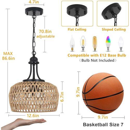 4.7in 70.8in adjustable Flat Ceiling Sloped Ceiling MAX 86.6in Compatible with E12 Base Bulb (Bulb Not Included) 6.7in 9.7in 12.6in 9.7in Basketball Size 7